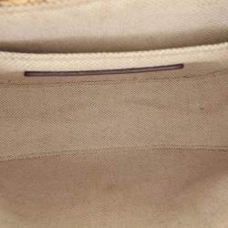 Prada Beige/Brown Raffia Vitello Flap Crossbody Shoulder Bag