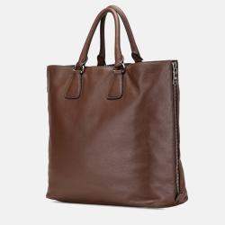 Prada Brown Vitello Daino Open Convertible Tote