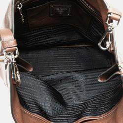 Prada Brown Vitello Daino Open Convertible Tote