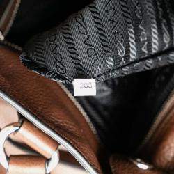 Prada Brown Vitello Daino Open Convertible Tote