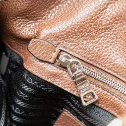 Prada Brown Vitello Daino Open Convertible Tote