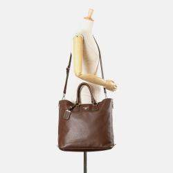 Prada Brown Vitello Daino Open Convertible Tote