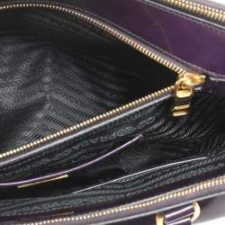 Prada Purple Patent Leather Medium Double Zip Galleria Tote