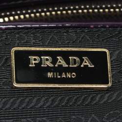 Prada Purple Patent Leather Medium Double Zip Galleria Tote