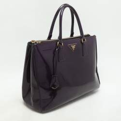 Prada Purple Patent Leather Medium Double Zip Galleria Tote