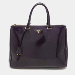 Prada Purple Patent Leather Medium Double Zip Galleria Tote