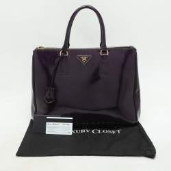 Prada Purple Patent Leather Medium Double Zip Galleria Tote