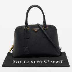 Pre Owned Prada Black Saffiano Leather Medium Promenade Satchel
