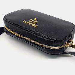 Prada Black Leather Saffiano Luxe Crossbody Belt Bag