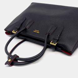 Prada Black Leather Saffiano Tote Bag