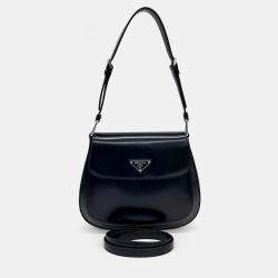 Prada Black Leather Cleo Tote and Shoulder Bag