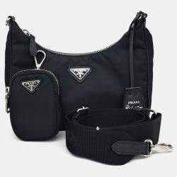 Prada Black Nylon Re-Nylon Tessuto Strap Hobo Bag