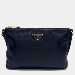 Prada Black Leather Bandolierra Crossbody Bag