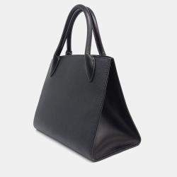 Prada Black Leather Saffiano Monochrome Tote and Shoulder Bag