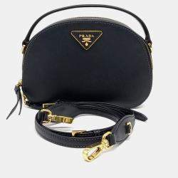 Prada Black Leather Saffiano Odette Bag