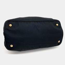Prada Black Nylon Fabric Tote and Shoulder Bag