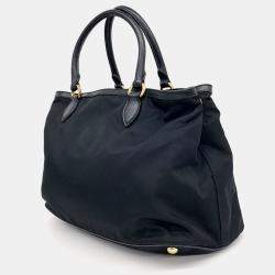 Prada Black Nylon Fabric Tote and Shoulder Bag