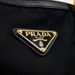 Prada Black Nylon Fabric Tote and Shoulder Bag