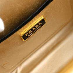 Prada Frame Champagne Gold Satin Clutch Bag