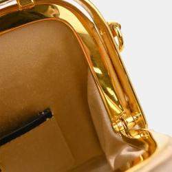 Prada Frame Champagne Gold Satin Clutch Bag