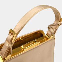 Prada Frame Champagne Gold Satin Clutch Bag