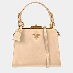 Prada Frame Champagne Gold Satin Clutch Bag
