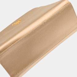 Prada Frame Champagne Gold Satin Clutch Bag