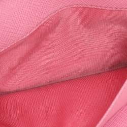 Pre Owned Prada Pink Saffiano Leather Trifold Continental Wallet