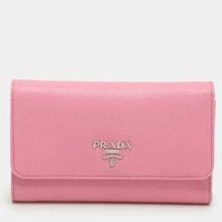 Prada Pink Saffiano Leather Trifold Continental Wallet