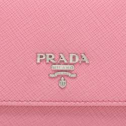 Pre Owned Prada Pink Saffiano Leather Trifold Continental Wallet