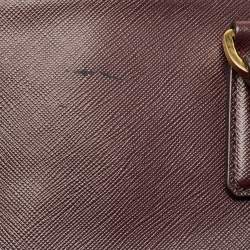 Prada Dark Purple Saffiano Leather Medium Double Zip Tote