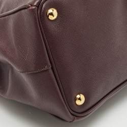 Prada Dark Purple Saffiano Leather Medium Double Zip Tote