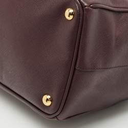 Prada Dark Purple Saffiano Leather Medium Double Zip Tote