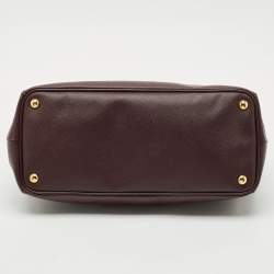 Prada Dark Purple Saffiano Leather Medium Double Zip Tote