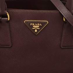 Prada Dark Purple Saffiano Leather Medium Double Zip Tote