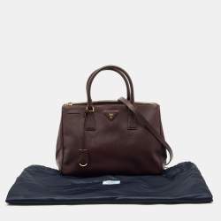 Prada Dark Purple Saffiano Leather Medium Double Zip Tote