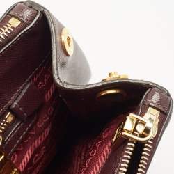 Prada Dark Purple Saffiano Leather Medium Double Zip Tote
