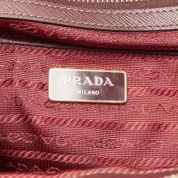 Prada Dark Purple Saffiano Leather Medium Double Zip Tote