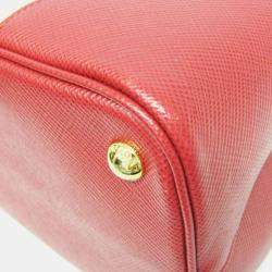 Prada Leather Canvas Shoulder Bag Beige Fuoco