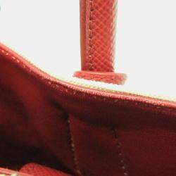 Prada Leather Canvas Shoulder Bag Beige Fuoco