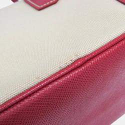 Prada Leather Canvas Shoulder Bag Beige Fuoco