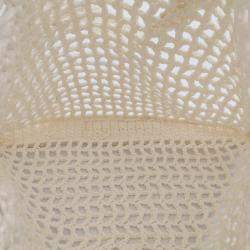 Prada White Raffia Effect Crochet Logo Embroidered Tote