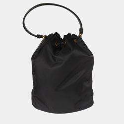 Prada Duet  Black Re-Nylon Bucket Bag