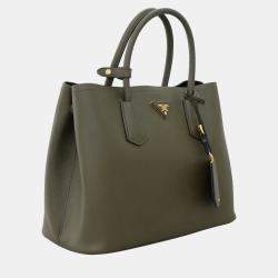 Prada Double Handle Green Tote Bag