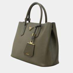 Prada Double Handle Green Tote Bag