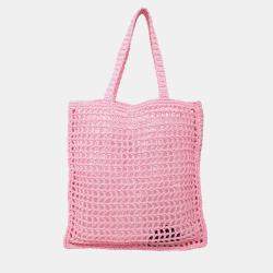 Prada Raffia Pink Tote Bag