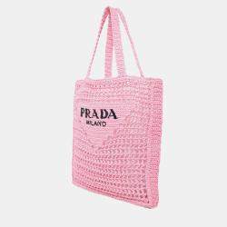 Prada Raffia Pink Tote Bag