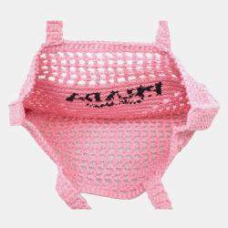 Prada Raffia Pink Tote Bag