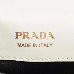 Pre Owned Prada White Leather Turnlock Saddle Crossbody Bag
