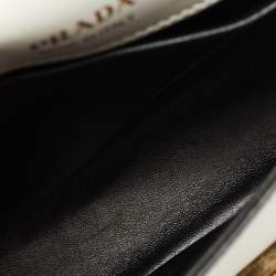 Pre Owned Prada White Leather Turnlock Saddle Crossbody Bag